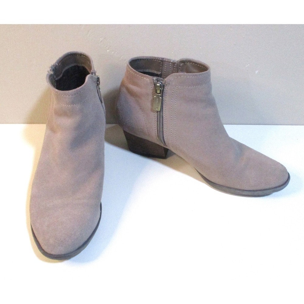 Blondo B4935-34 Waterproof Suede Ankle Boots Taupe Grey Womens 7.5M Zipper Boot